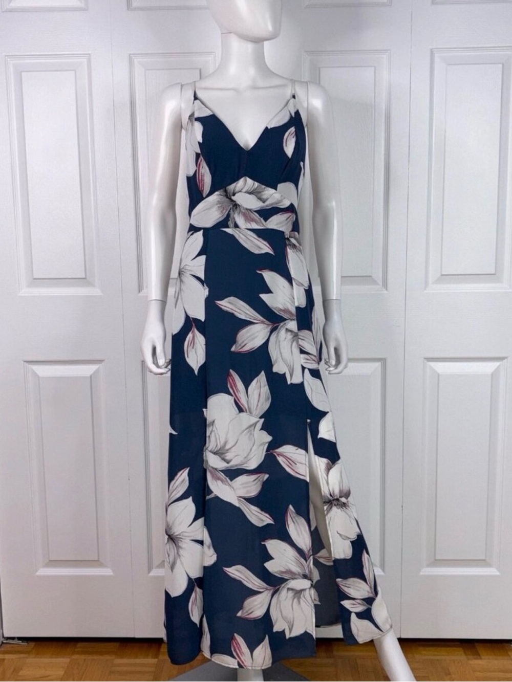 Dynamite Navy Maxi Dress with White Floral Print